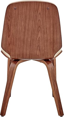 Miniatura 7 de Armen Living Brinley Mid Century - Silla auxiliar moderna de piel sintética color crema y madera de nogal para comedor, mesa de cocina, escritorio,