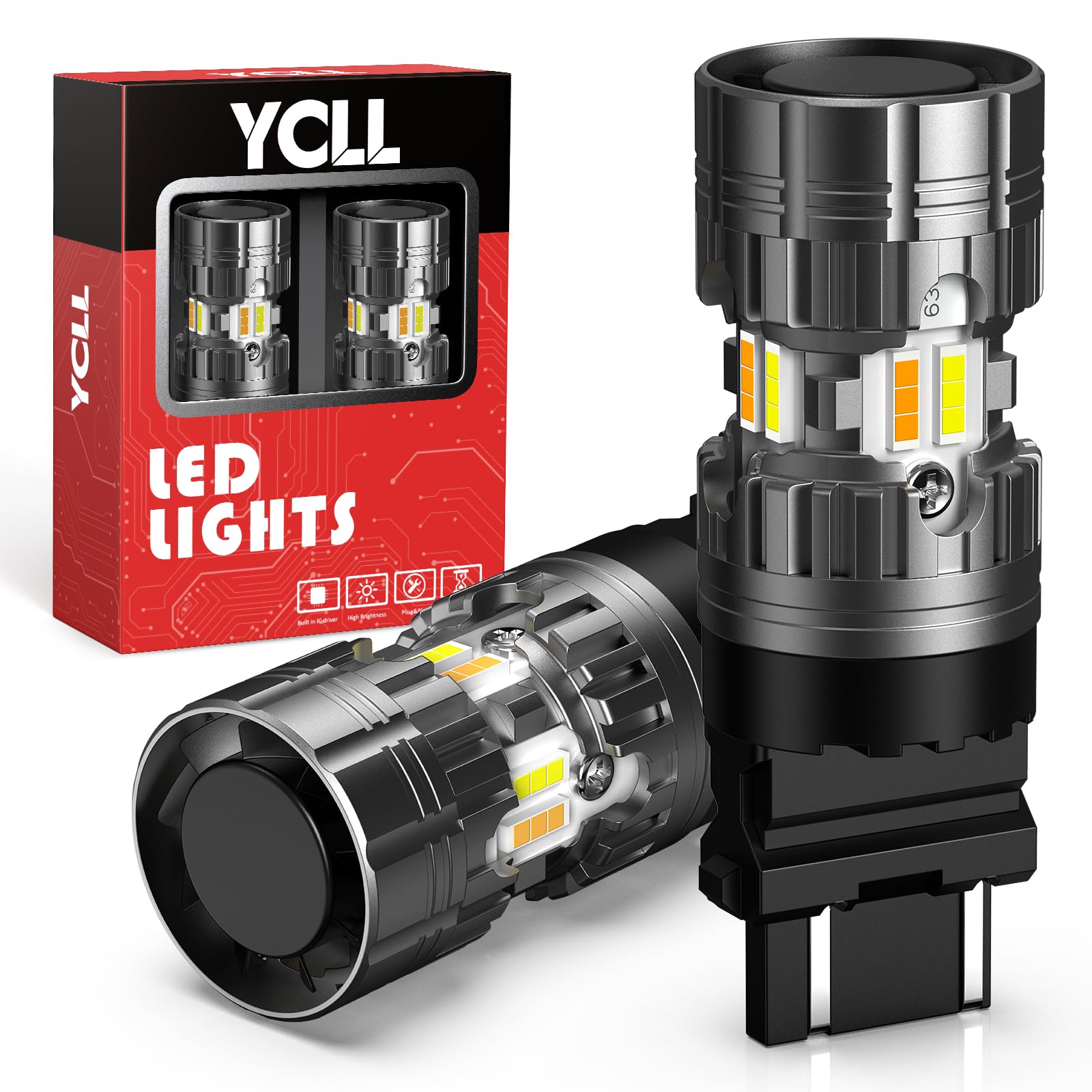 YCLL 3157 Switchback LED Bulbs 3157A Dual Color Amber/White Turn Signal Lights and DRL/Parking Lights, Latest CANBUS Anti Hyper Flash Built-in