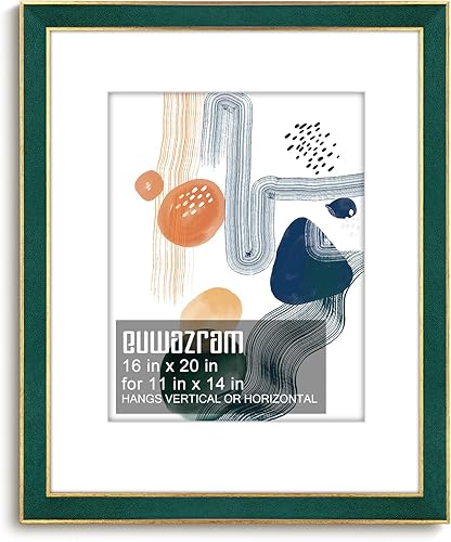 Miniatura 28 de Marco de gamuza de 10 x 13 pulgadas, marco individual, elegante marco verde de 10 x 13 pulgadas con paspartú para fotos de 8.5 x 11 pulgadas, para