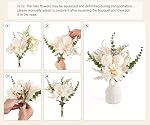 Mkono Small Artificial Flowers in Ceramic Vase 13.5" Centerpieces Coffee Table Decor, Silk Flower Arrangements for Home Decor Indoor Fake Flower Bouquet for Dining Room Kitchen Wedding, White
