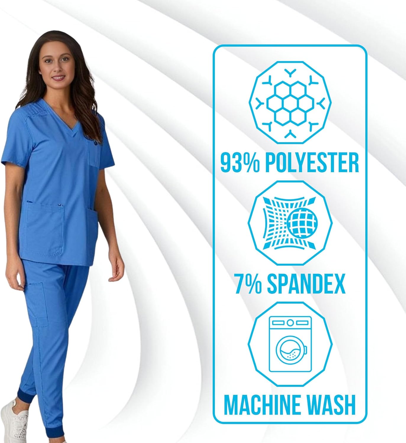 Women's Jogger Scrub Set 10 Pockets Stretch Medical Scrub Top and Pant Nursing Uniforms - Image 5