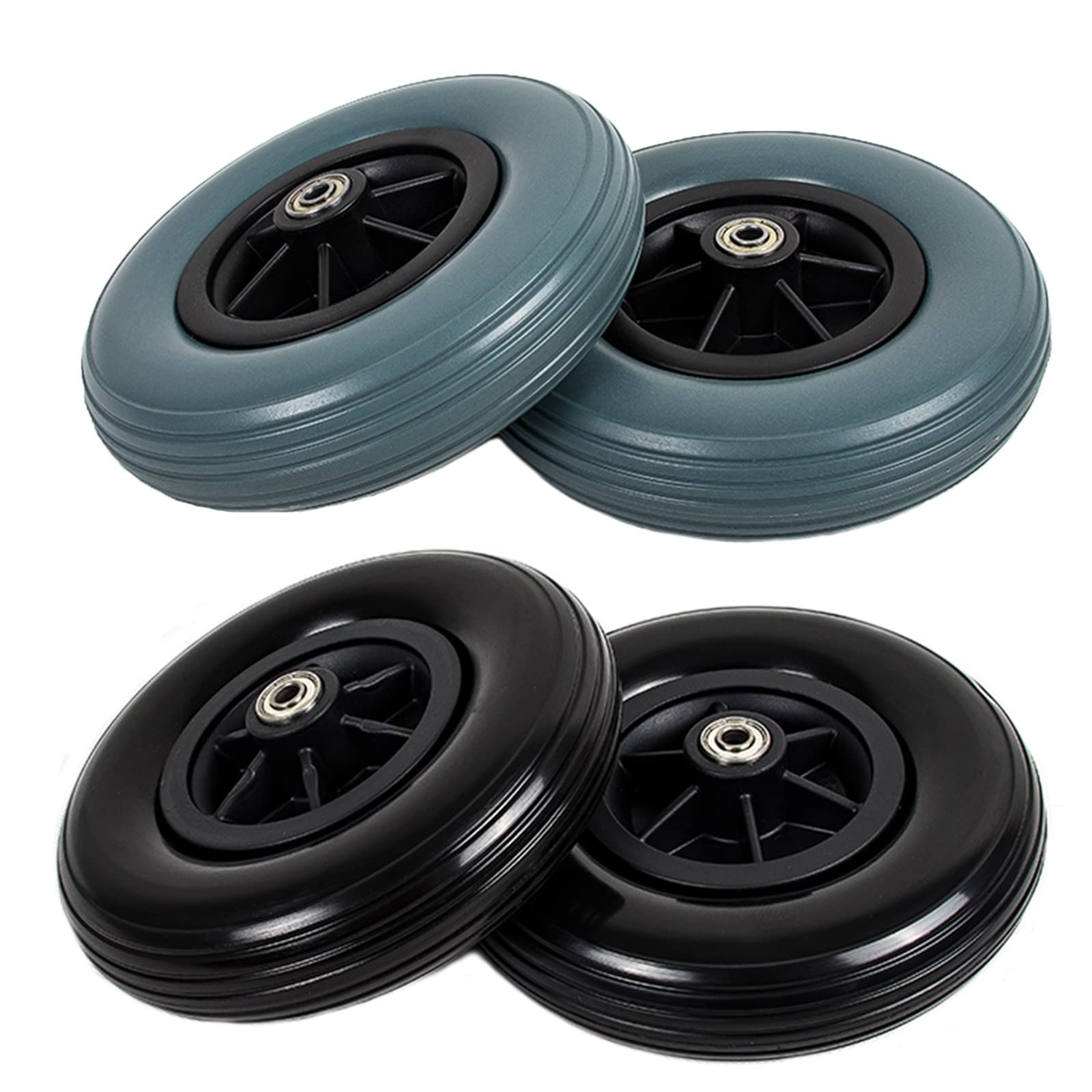 Accesorios para sillas de Ruedas, Llantas, Ruedas Delanteras pequeñas, Llantas sólidas para sillas de Ruedas eléctricas, un par de Llantas no neumáticas de 8 Pulgadas/Negras