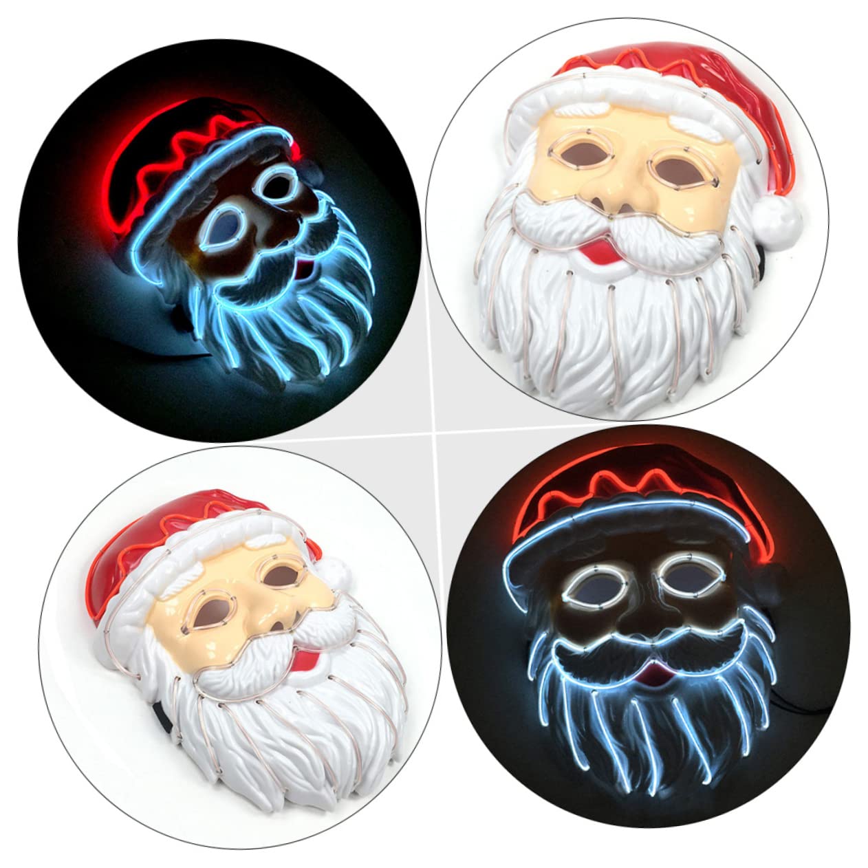 VICASKY 3pezzi Maschera Luminosa Di Babbo Natale Maschera Decorativa Creativa Per Feste Accessorio Per Costumi Di Natale e Party Di Carnevale