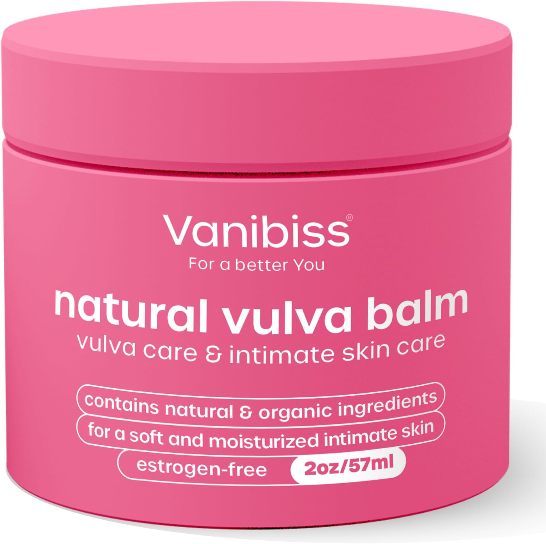 Vanibiss Natural Balm, Estrogen-Free l Moisturizer for External Use, Intimate Skin Cream for Dryness, Irritation and Itching, Daily Hydration and Menopause Comfort for Women (2 oz)
