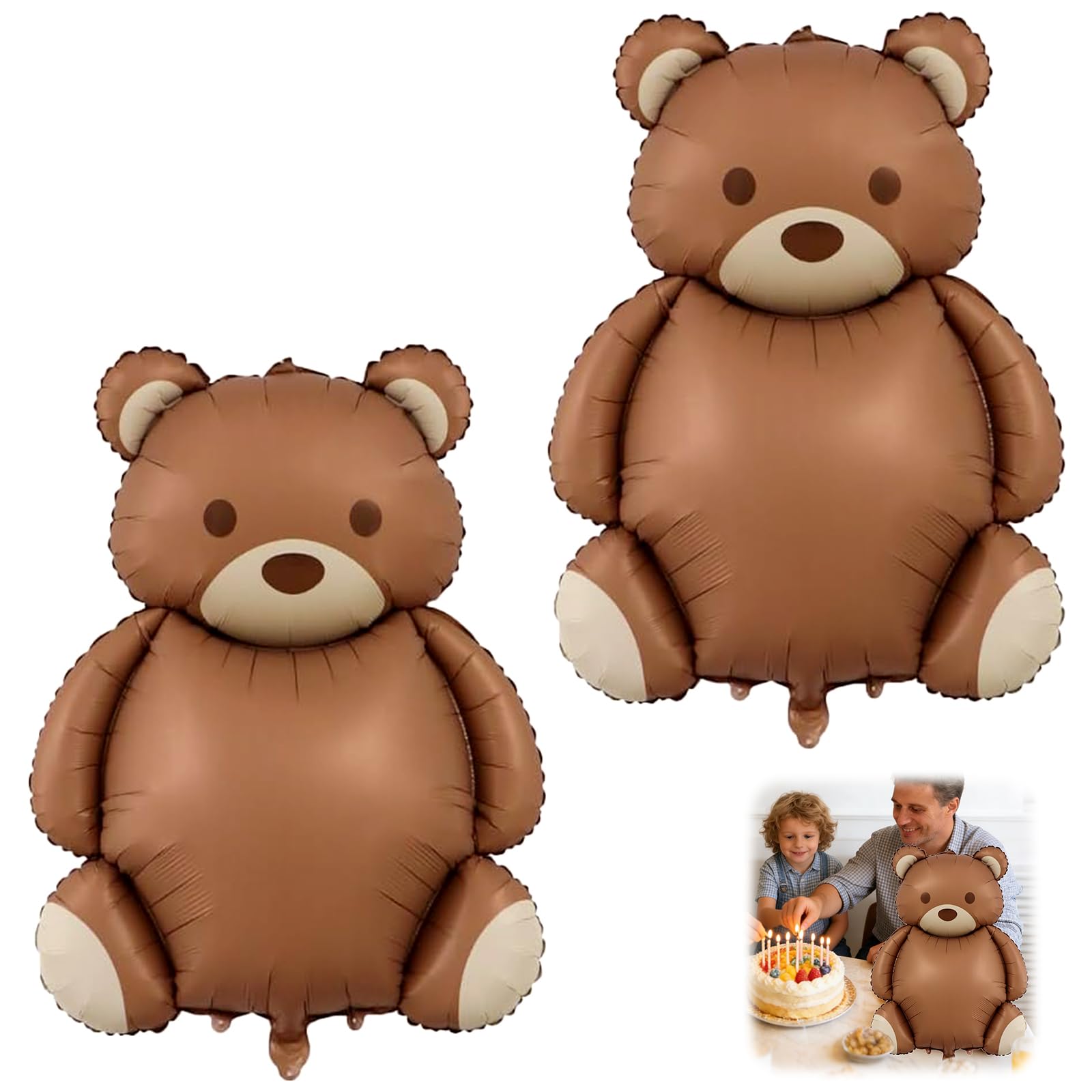 2 Pack Brown Bear Balloons – Large Foil Bear Balloons for Baby Shower, Birthday Party, Nursery Decor, Themed Party Supplies – Brown Balloon for Outdoor, Indoor Celebrations, and Family Gatherings