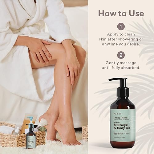 Miniatura 4 de AiROM Aceite de masaje de aromaterapia  Aroma ritual de spa tailandés con citronela y eucalipto  Aceite corporal para dolores musculares,