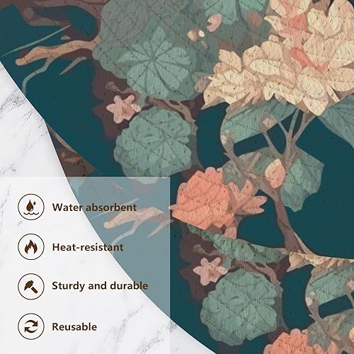 Miniatura 3 de Creative Pattern Flowers Trees Plants Large Coasters Cotton Mat Large Trivet for Hot Dishes Dish Holder for Bowl Cookware Protects Kitchen Counter