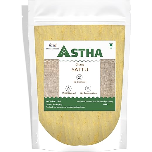Astha Chana Sattu | 1kg Chemical free, Preservatives free, 100% Natural Sattu | Traditional Bihari Sattu | High Protein, Fiber, Superfood | Original Gram Channa Flour