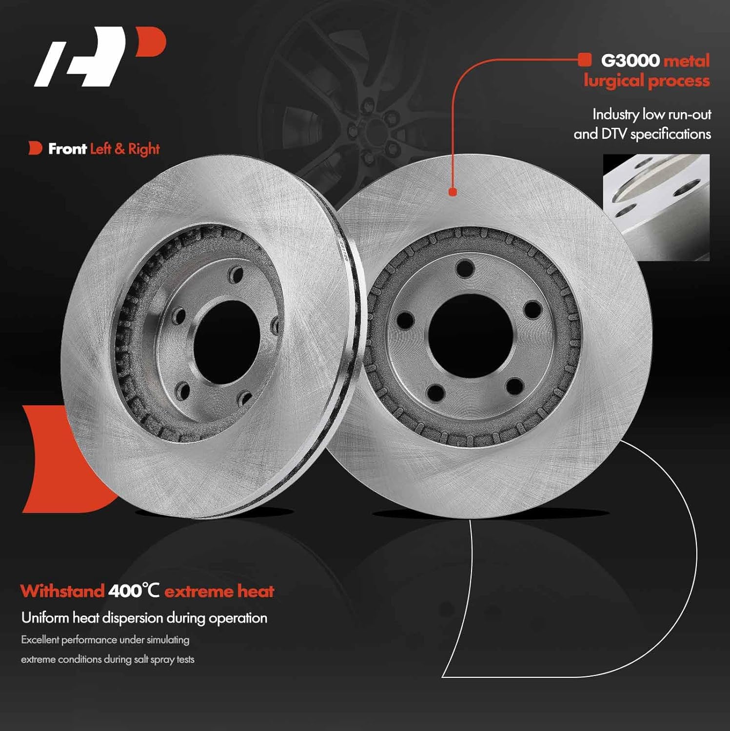 A-Premium 11.65 in (296mm) Front Vented Disc Brake Rotors + Ceramic Pads Kit Compatible with Select Ford & Lincoln Models - Edge 2007-2009, MKX 2007-2009, FWD, 6-PC Set