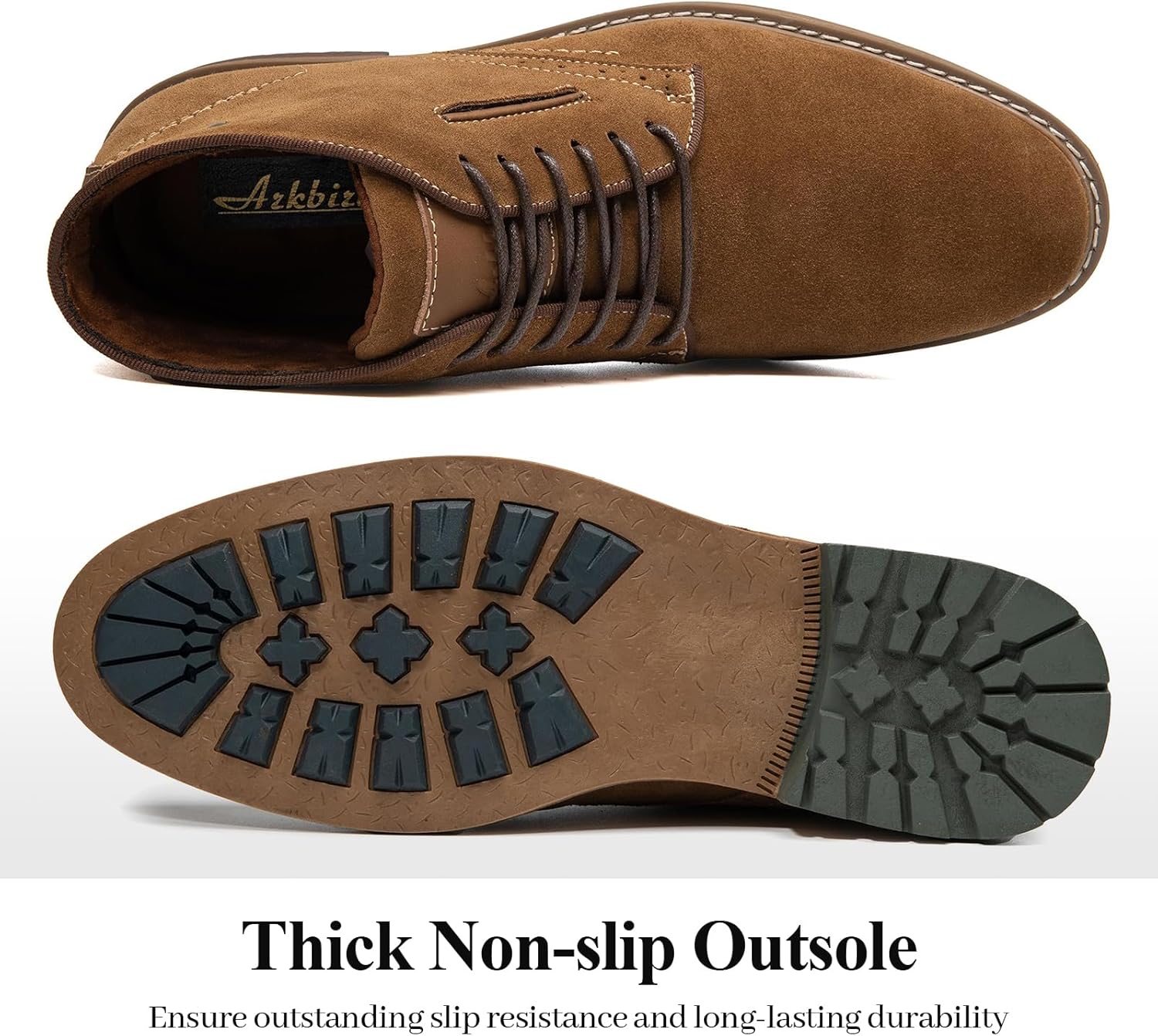 Arkbird Mens Chukka Boots, Genuine Suede Leather Classic Fashion Casual Ankle Lace-up Dress Boots for Men - Image 5