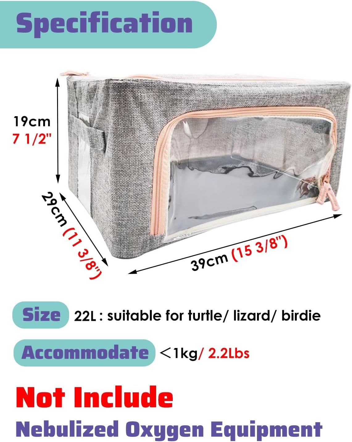 Foldable Atomization Oxygen Tent, Puppy Kitten ICU Cage Medical Spray Nebulizer Box Chamber, Portable Pets Whelping Incubato Case Nest(22L)