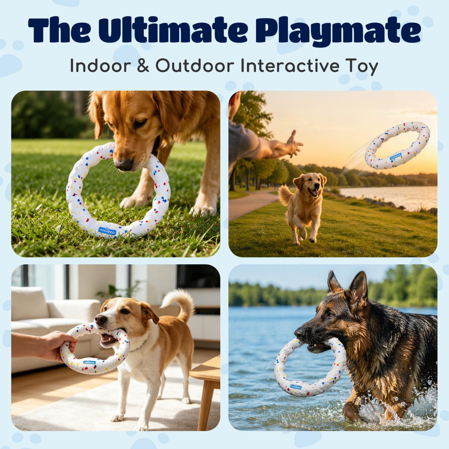 Nobleza Frisbee dla Psa 2-Pak (Φ23cm) | Ultralekki E-TPU Gryzak Szarpak | Trwały, Pływający Pies Zabawka do Wody i Czyszczenia Zębów