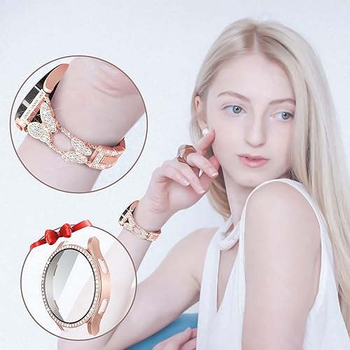 Miniatura 6 de Correa de mariposa para Samsung Galaxy Watch 4 5 FE - Correa de 1.575 pulgadas con protector de pantalla, 0.787 pulgadas de liberación rápida para