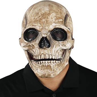 Cosermart Skull Mask with Moving Jaw, Halloween Scary Mask Full Head Skeleton Realistic Latex Helmet for Adults Men Women Dress-Up Costume Party Favors Cosplay Costumes