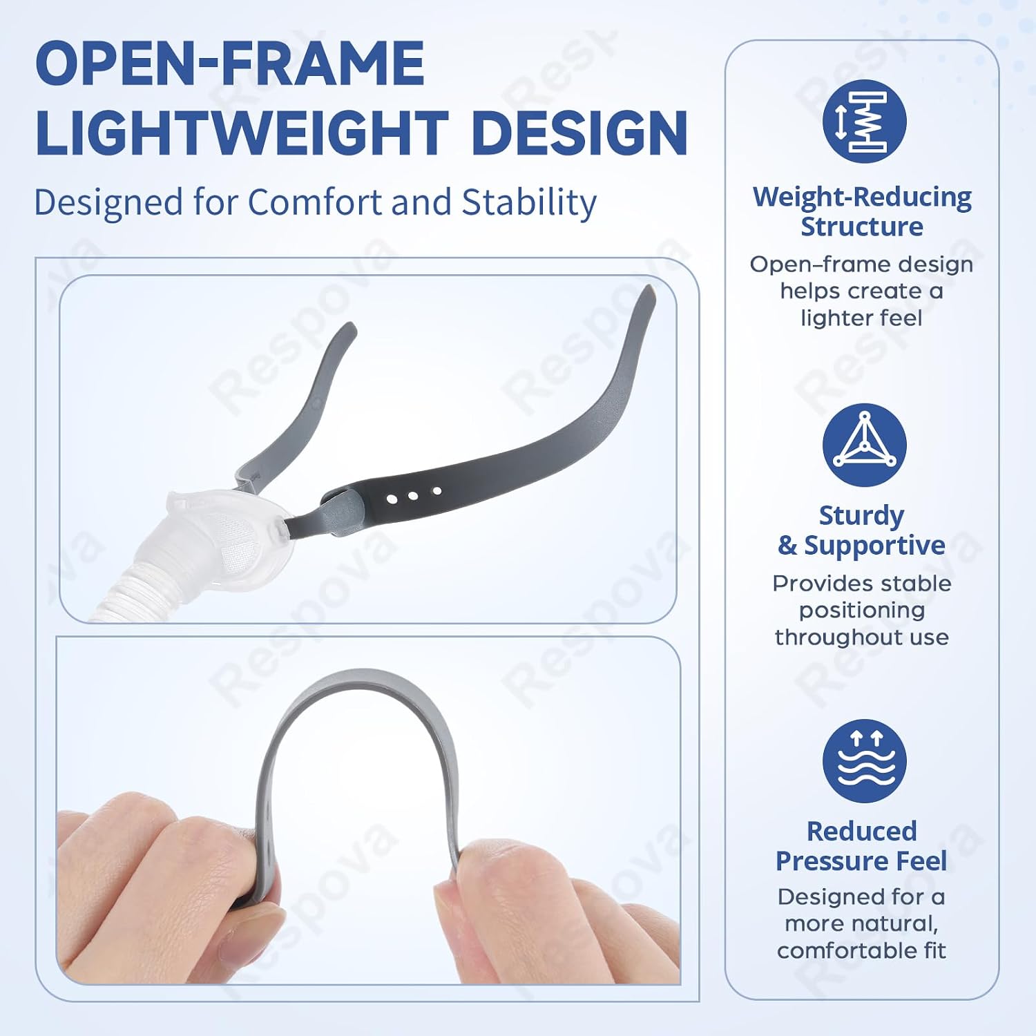 1-Pack Replacement Frame & Headgear Kit Compatible with AirFit P10, Includes Adjustable Headgear Strap, Frame, Short Tube & Swivel Connector, Lightweight Design, Quiet Air Mesh Vent Design, No Pillows