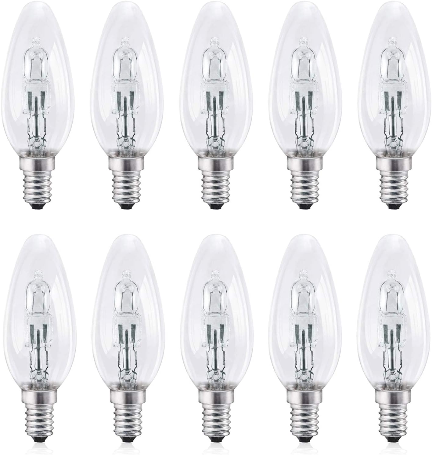 E14 Ḥalogẹṇ Bulb, 10 Pack Screw in Light Bulbs Warm White, Eco Ḥalogẹṇ Bulbs 2̣8̣Ẉ, E14 Small Screw Candle Bulb Dimmable, 230V