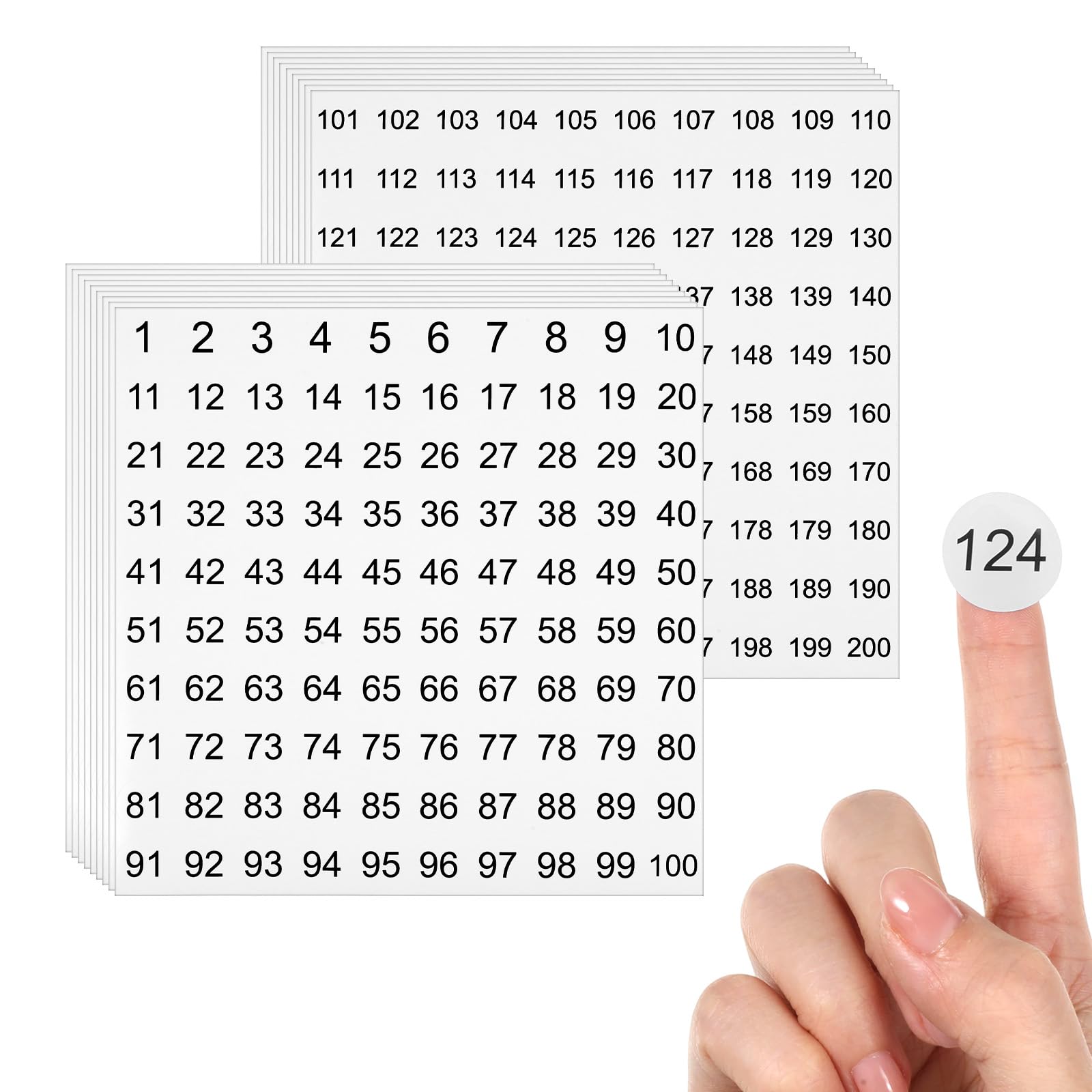 20 Sheets 1-200 Small Number Stickers, 10 Sets Consecutive Round Labels, 0.8 Inch Self-Adhesive Numbered Stickers Decals Inventory Sticker for DIY (The Label Is a Single Sheet and Needs to Be Cropped)