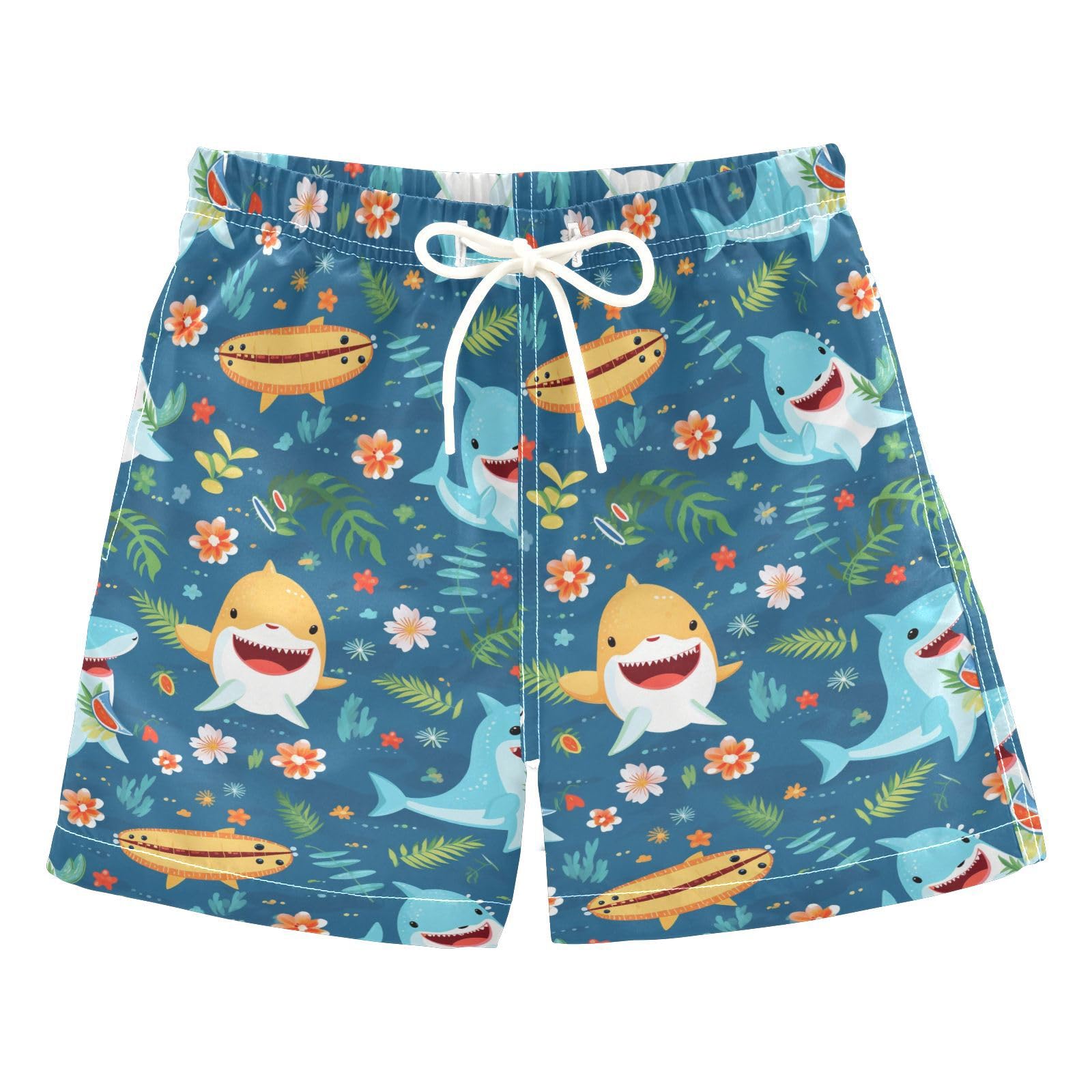 Tropical Shark Boys Swim Trunks Toddler Shorts Swimwear Boardshorts