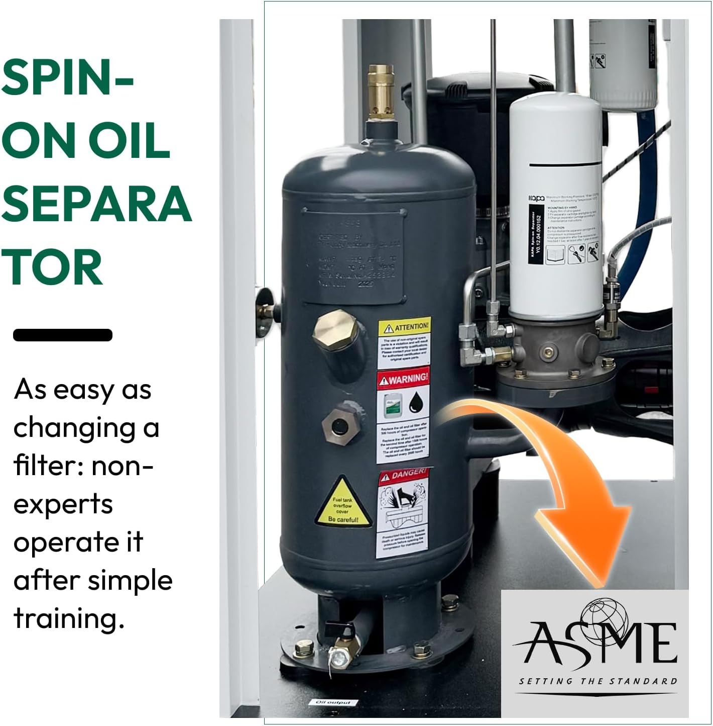 20HP Rotary Screw Air Compressor & 230V/60Hz/3-Phase Variable Speed Frequency Air Compressor & 80.16cfm/125psi Commercial Air industry Compressed System