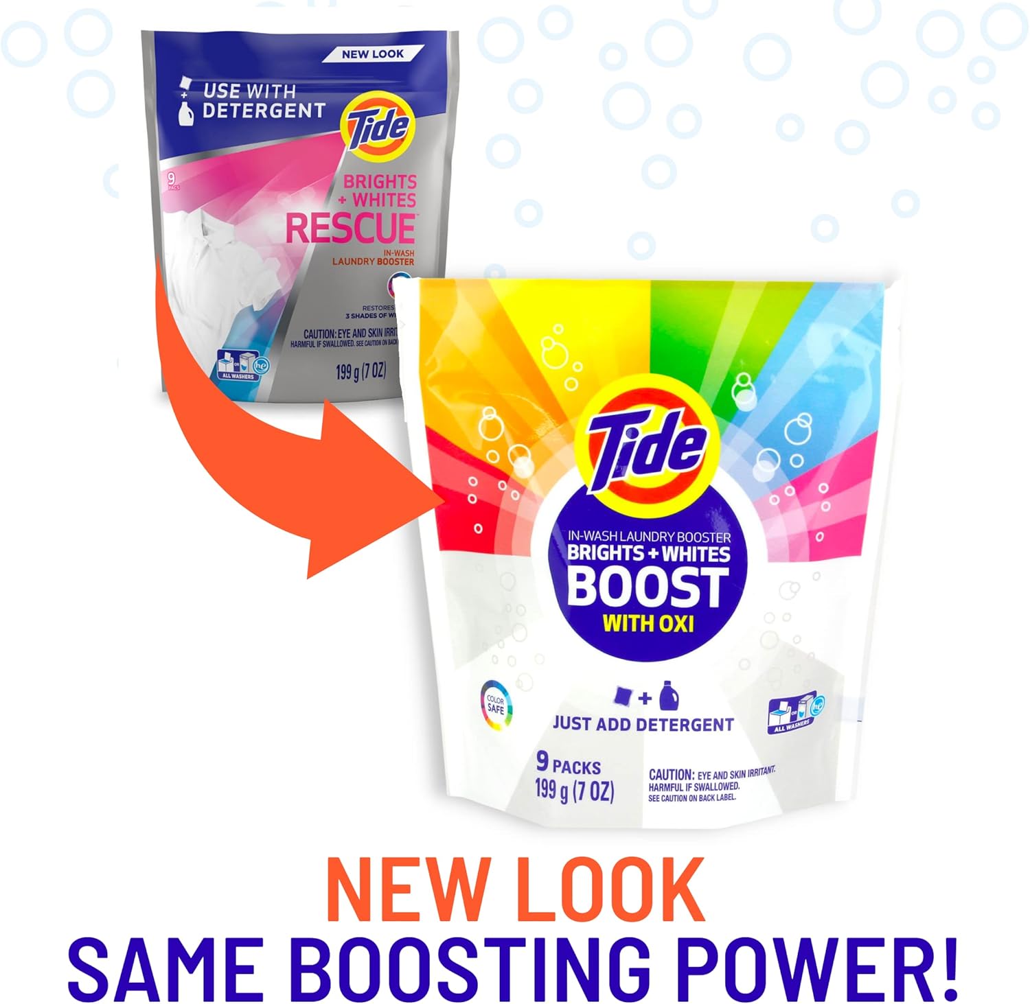 Tide Brights and Whites Rescue In-Wash Laundry Booster, 18 Count (Pack of 2 Brights) : Health & Household