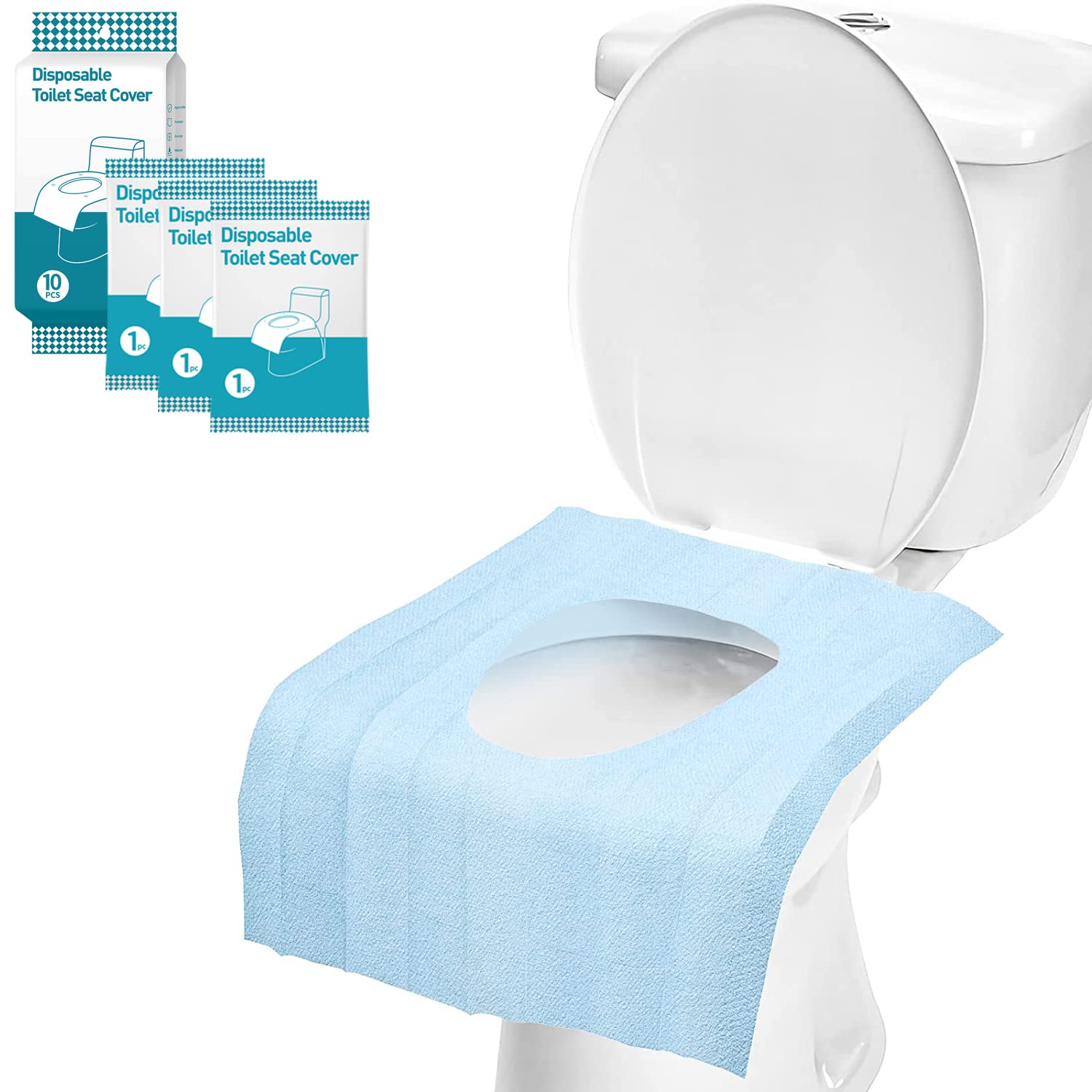 Disposable Toilet Seat Cover,30 Packs Toilet Seat Covers Disposable Extra Large Waterproof,for Adults,Kids Toddlers Potty Training,Individually Wrapped Mats 16x24inch,Travel Accessories