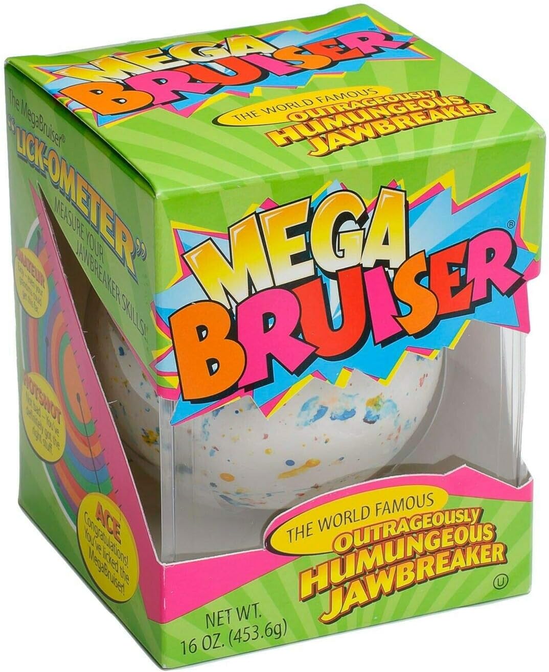 Giant Jawbreaker Candy | Mega Bruiser | 3 3/8" By Sconza | Jumbo Jawbreakers Sucker Candy - Ideal Holiday Gift