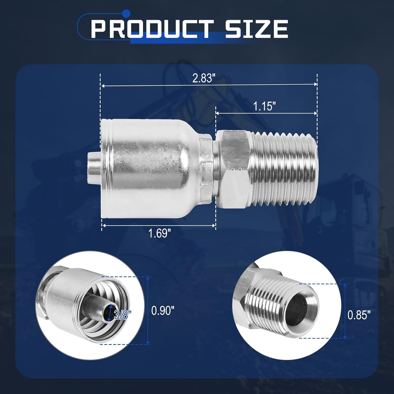 SINOCMP 12 Pack 3/8" Hose x 1/2" NPTF Hydraulic Hose Fittings, Hydraulic Quick Connect Fittings with Protection Cover, JIC Plug and Cap Kit for Hose End Connection, Hydraulic Fittings