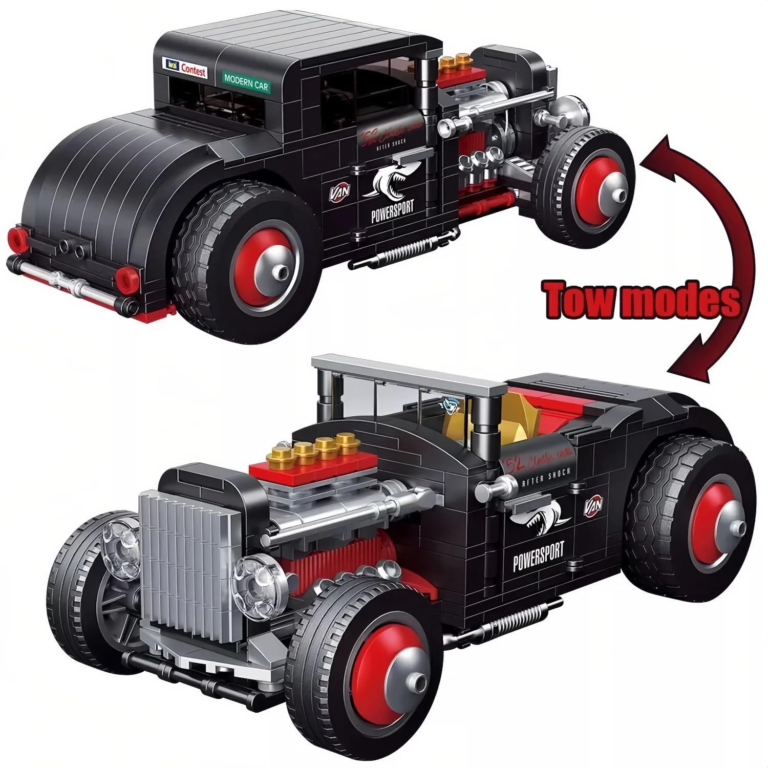 Technology Classic Retro Car Building Block Set, 452 Pieces Pull-back Vintage Car Building Kit - Image 2