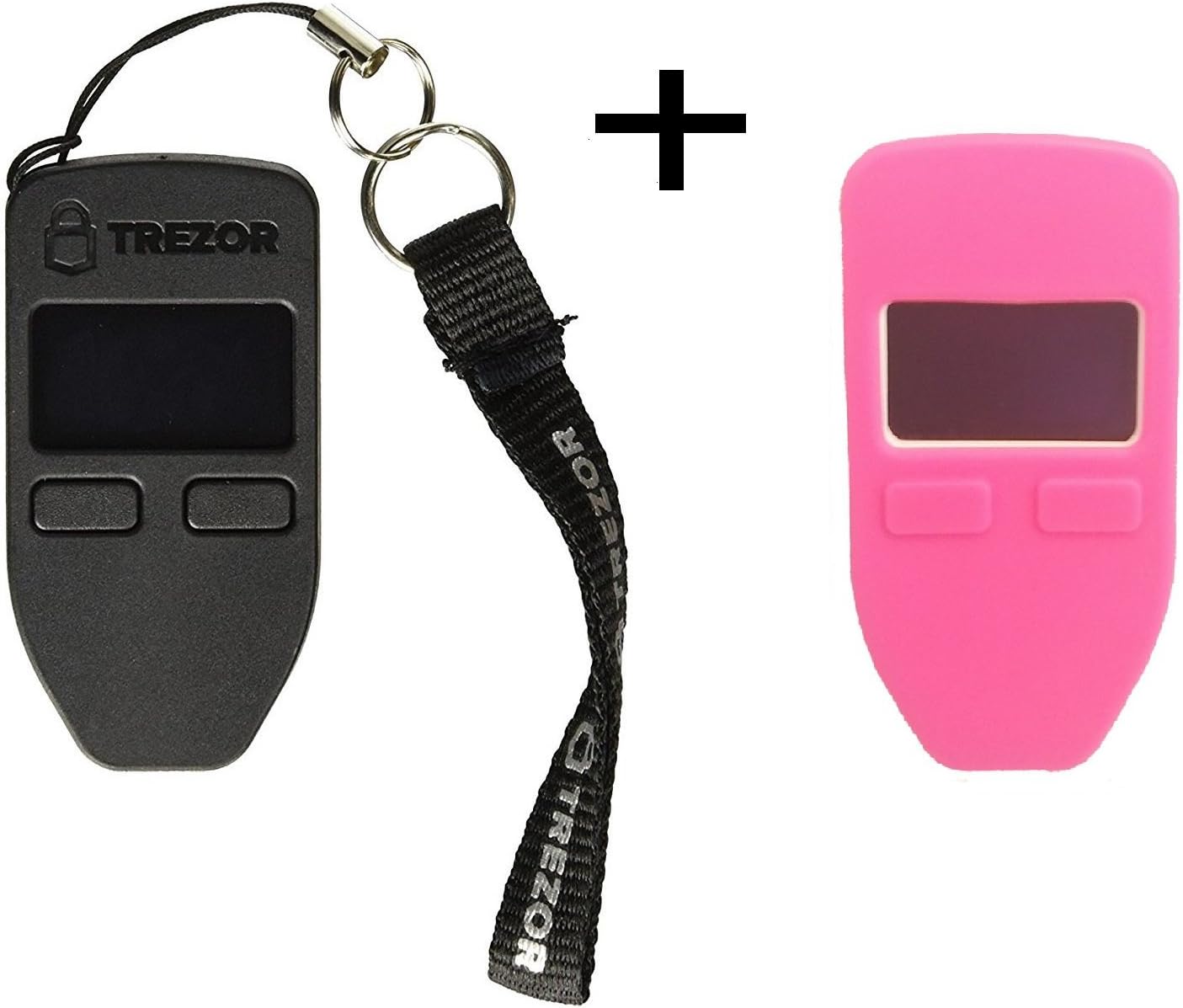 Trezor Hardware Wallet (Black) + Bonus ProtectingCoin Case/Skin (Pink)