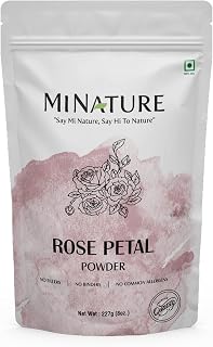 Rose petal powder by mi nature | 227 g (8 oz) (0.5 lb) | 100% Natural and Pure | Skin care | Chemical free | No added colours, no preservatives