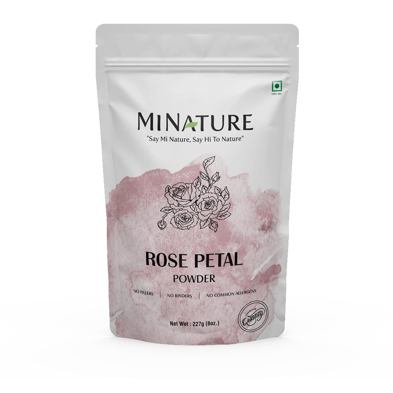 Rose petal powder by mi nature | 227 g (8 oz) (0.5 lb) | 100% Natural and Pure | Skin care | Chemical free | No added colours, no preservatives