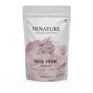 Rose petal powder by mi nature | 227 g 8 oz 0.5 lb | 100% Natural and Pure | Skin care | Chemical free | No added colours, no preservatives