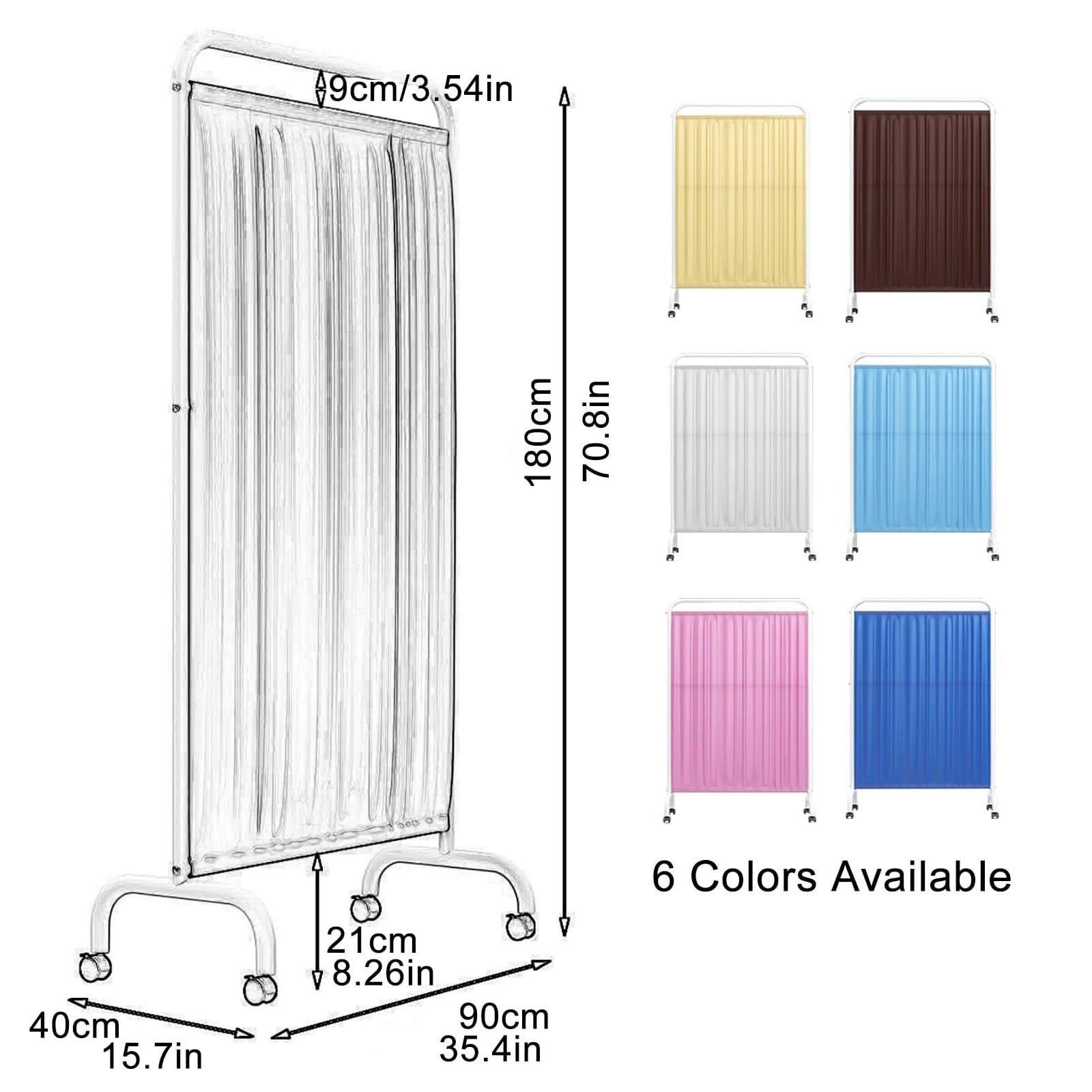 Biombo Médico Móvil De 1,8 M De Alto, Separador De Ambientes Portátil, Mampara De Pie De Un Solo Panel con Rueda, Tela De Nailon Impermeable, For Oficina, Clínica Y Salón De Belleza(White)