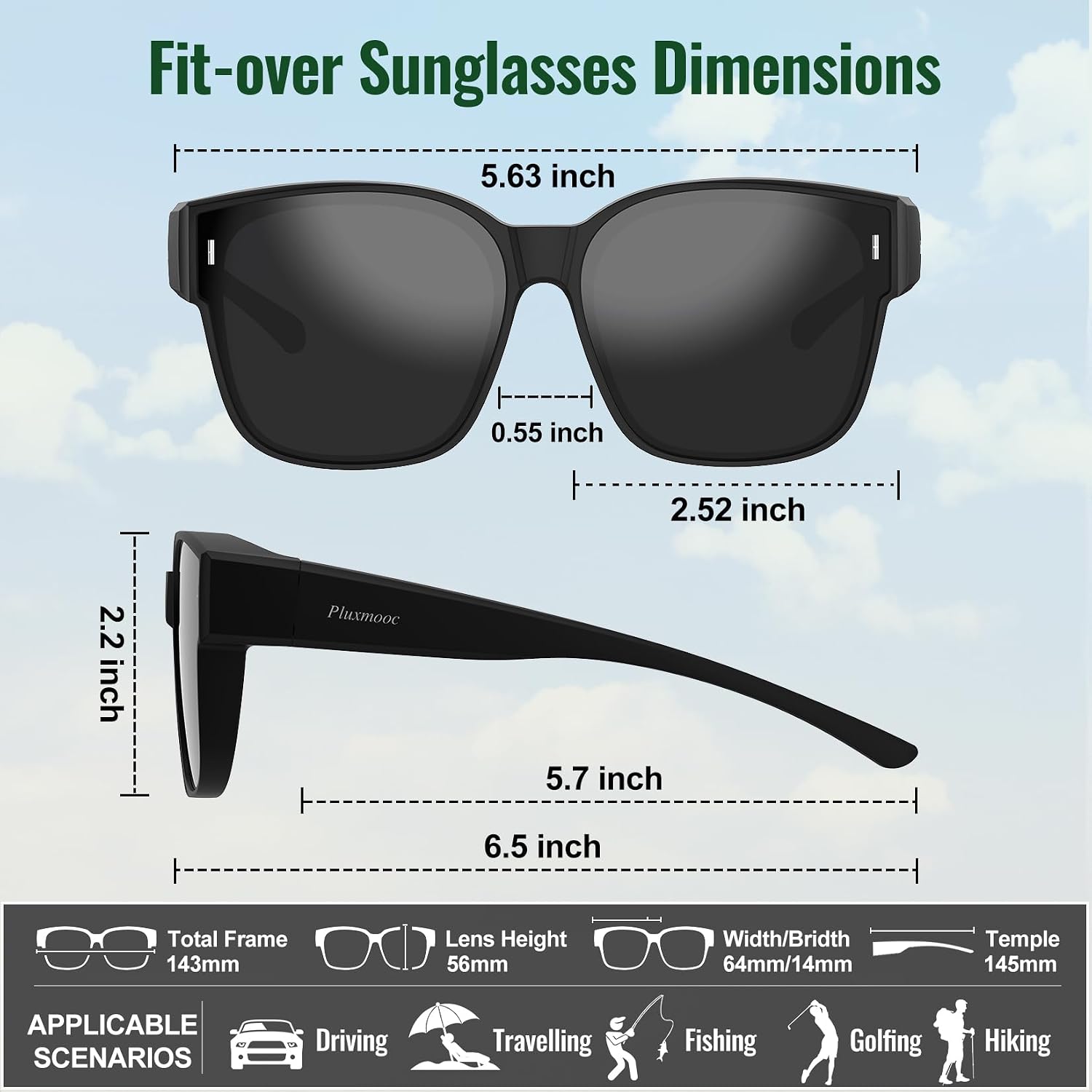 Fit Over Glasses Sunglasses for Women Men,Oversized Polarized Sunglasses for Cover Prescription Glasses UV400