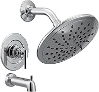 Vista 11 de Moen Gibson T3003EPBN T3003EPBN - Moderna moldura para bañera y ducha de 8 pulgadas, requiere válvula, níquel cepillado, T3003EPBN