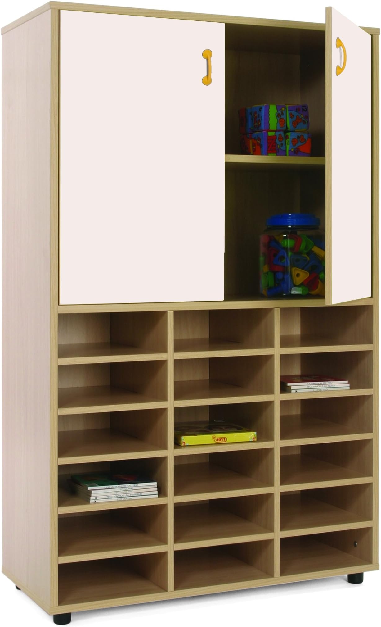 Mobeduc 600311HPS23 Wardrobe and Shelving Storage with 18 Compartments, 90 x 147 x 40 cm, White