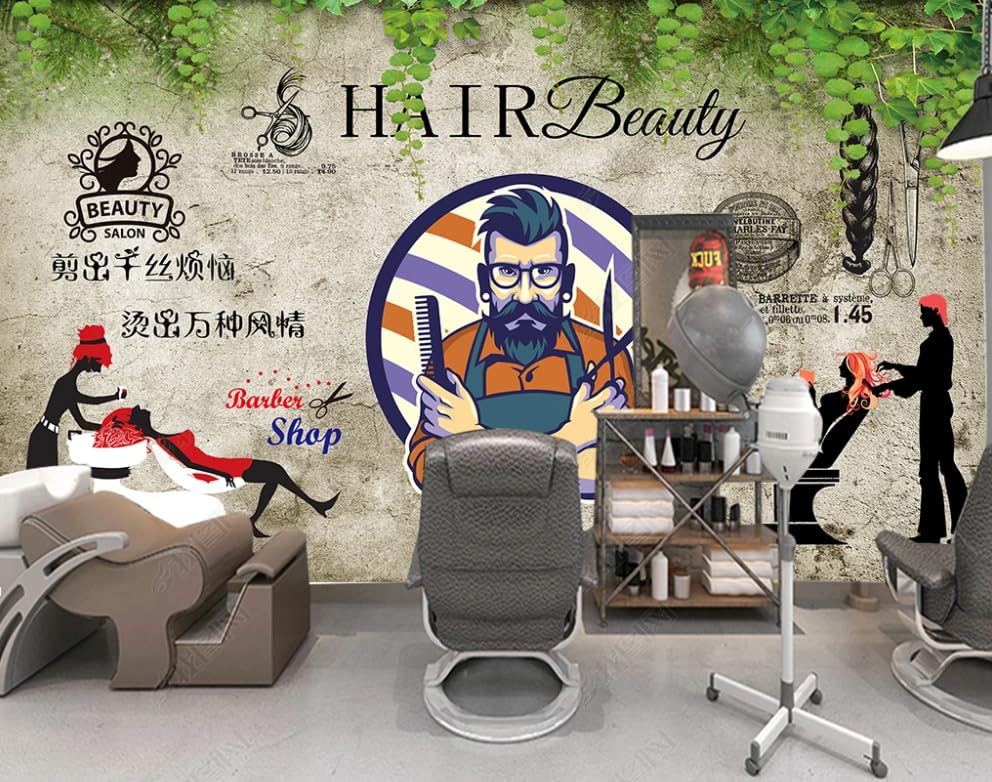 Décoration Murale Haut de Gamme Papier Peint Intissé Vert Teinte Beauté Salon