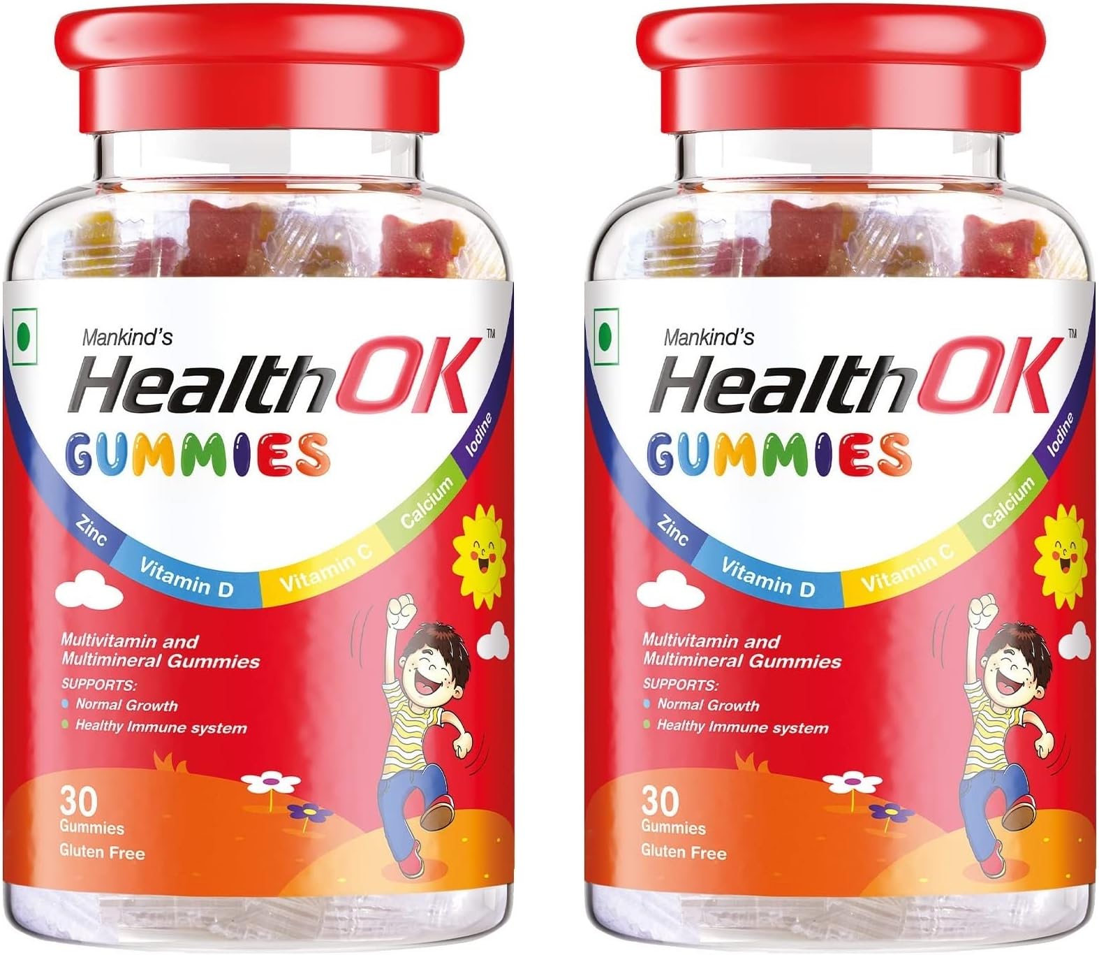 Mankind Gummies, Multivitamin and Multimineral for Kids, Supports Normal Growth, Healthy Immune system and Brain Function, for 7 -17-year-old, Bottle of 30 Gummies x Pack of 2