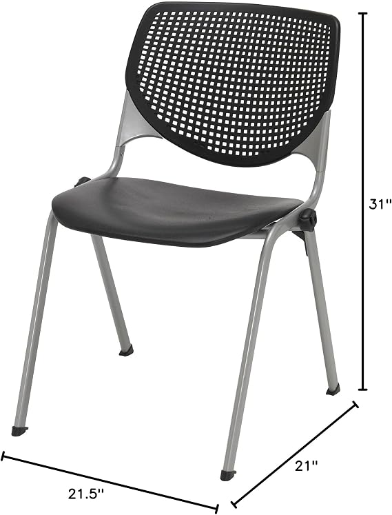 KFI Seating Kool Series Polypropylene Stack Chair with Perforated Back, Black Finish