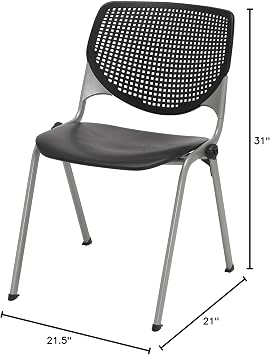 KFI Seating Kool Series Polypropylene Stack Chair with Perforated Back, Black Finish