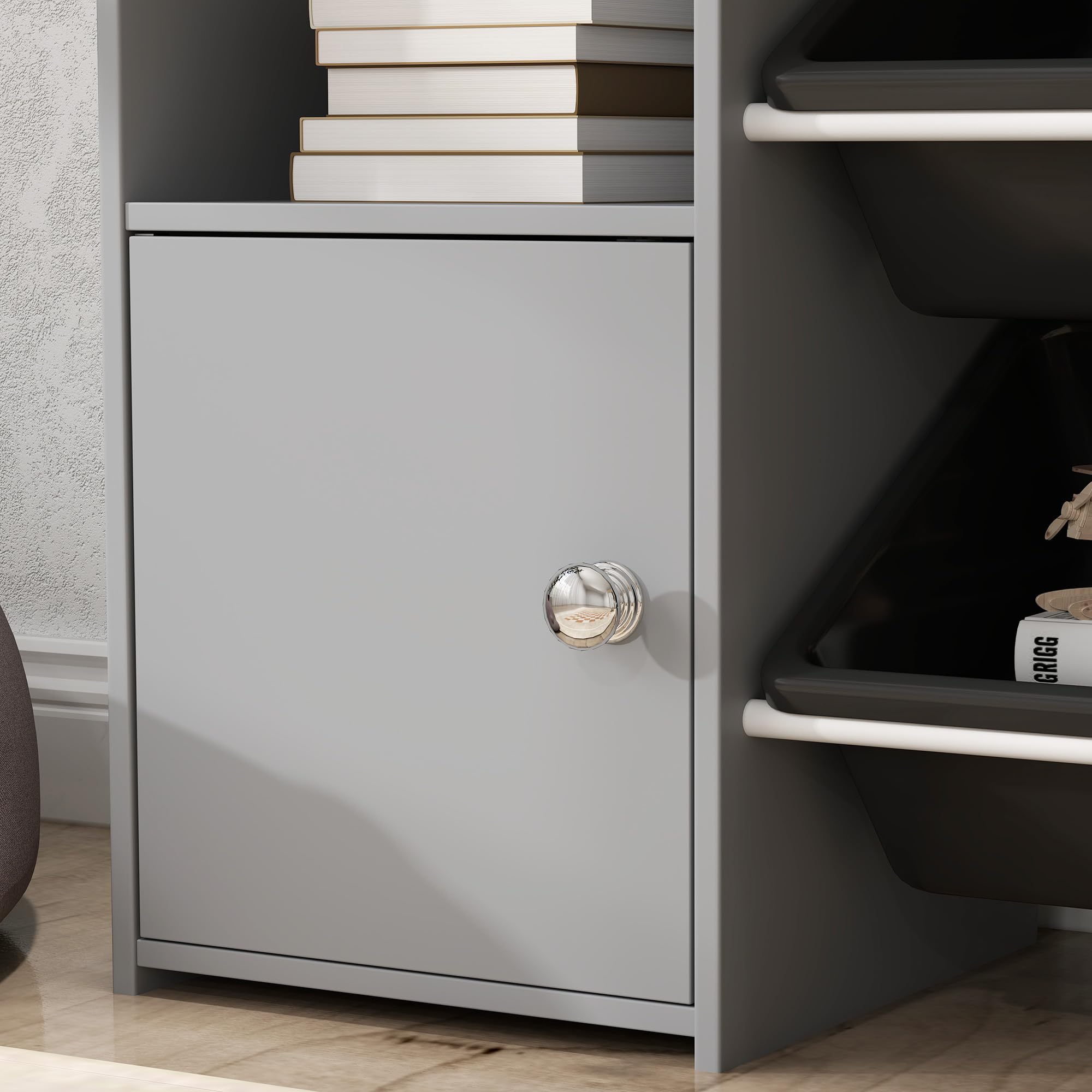 AIYAPLAY Meuble de Rangement pour Jouets, avec 8 bacs Amovibles, étagères de Rangement, Armoire, Organisateur de Jouets, pour Salle de Jeux, Chambre d'enfant, crèche, Gris