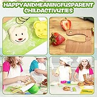 Vista 4 de 18 Pieces Montessori Kitchen Tools Cookware Baking Toy for Toddlers Kids, Toddler Safe Knife Set for Real Cooking, w/ Cutting Boards, Crinkle