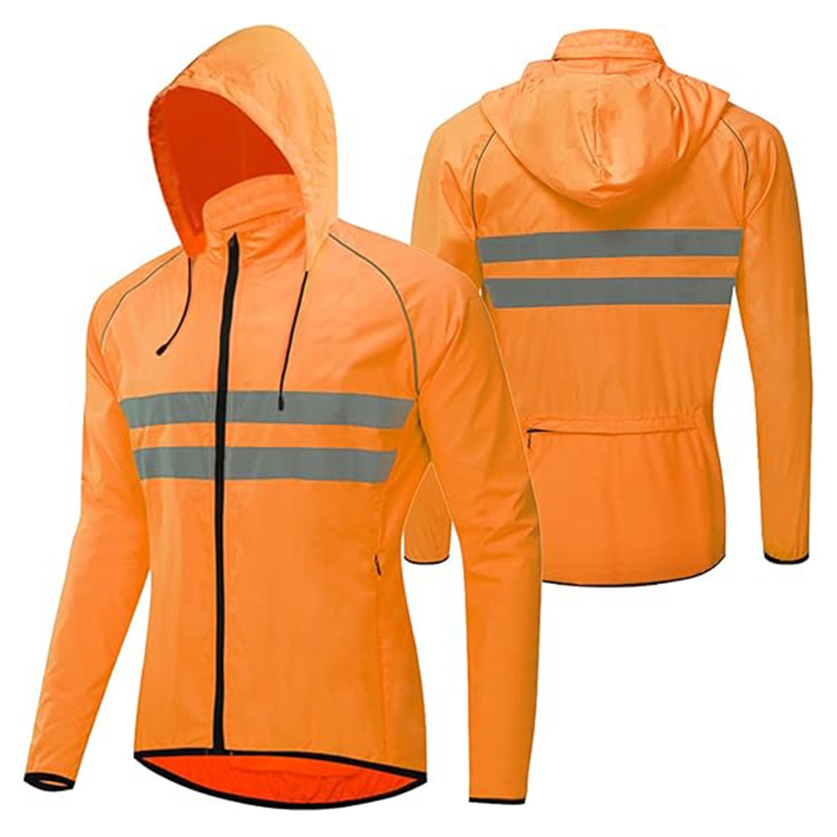 Męska lekka kurtka rowerowa High Vis, oddychająca, kurtka rowerowa, kurtka rowerowa Mtb, kurtka przeciwdeszczowa do biegania, wędrówek pieszych i spacerów,Orange-CHN4XL/EUR3XL