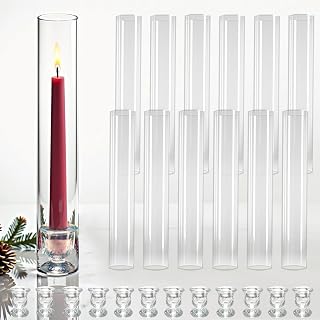 12 Pack Clear Glass Hurricane Candle Holders 14 Inch Tall