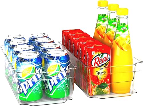 Miniatura 4 de 4 cubos organizadores de refrigerador, contenedores de almacenamiento transparentes, organizadores apilables de plástico transparente con asas,