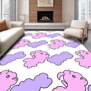 Flatwoven Area Rug 4x6 ft, Dreamy Cottontail Infant Adorable Twitching Nose, Machine Washable, Stain Resistant Indoor Rug for Living Room, Bedroom, Non Slip Decor (Pad)