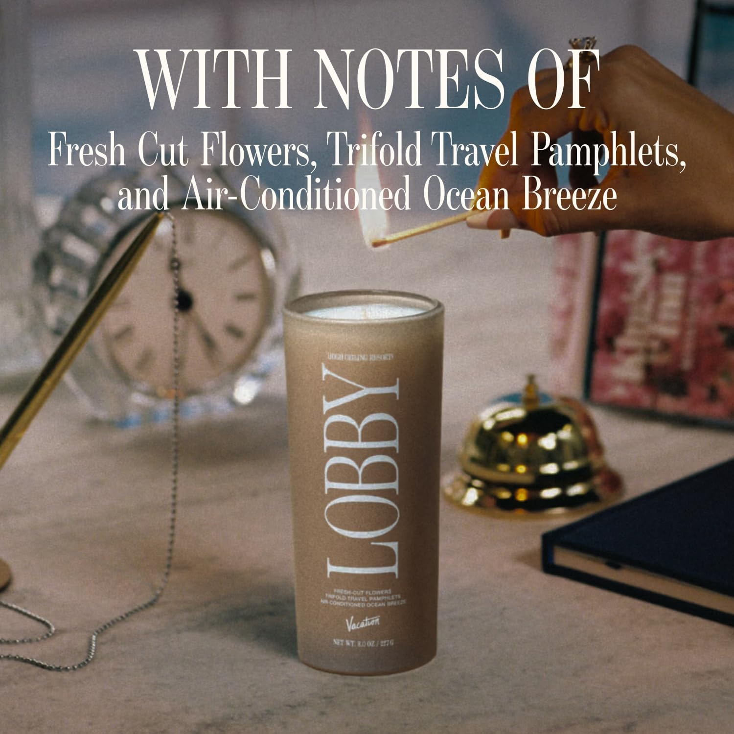 Vacation High Ceiling Resort Lobby Candle, Luxury Floral Candle with Bergamot, Cedar & Musk, Premium Gift for Home Decor & Hotel Lovers