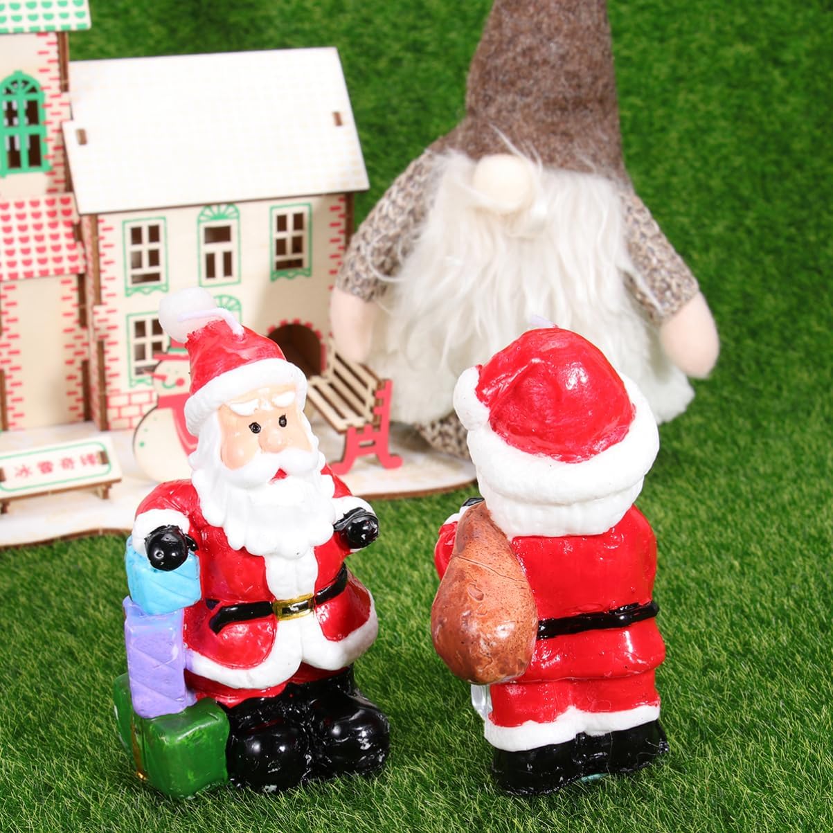 2pcs Santa Shape Christmas Candle Ornament for Desktop Xmas Decor