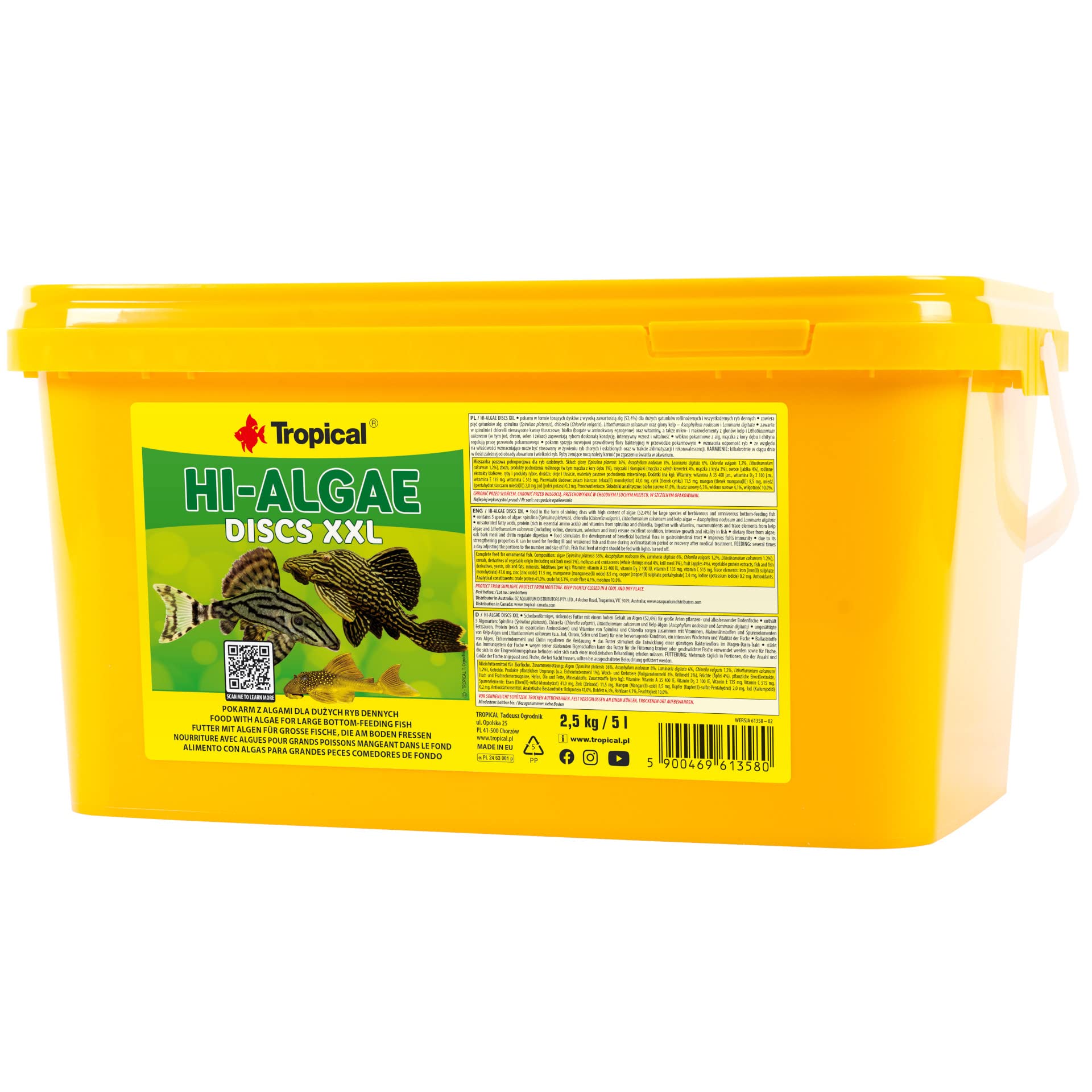 HI-ALGAE DISCS XXL 5L / 2,5kg - Alimento con Algas para Grandes Peces comedores de Fondo
