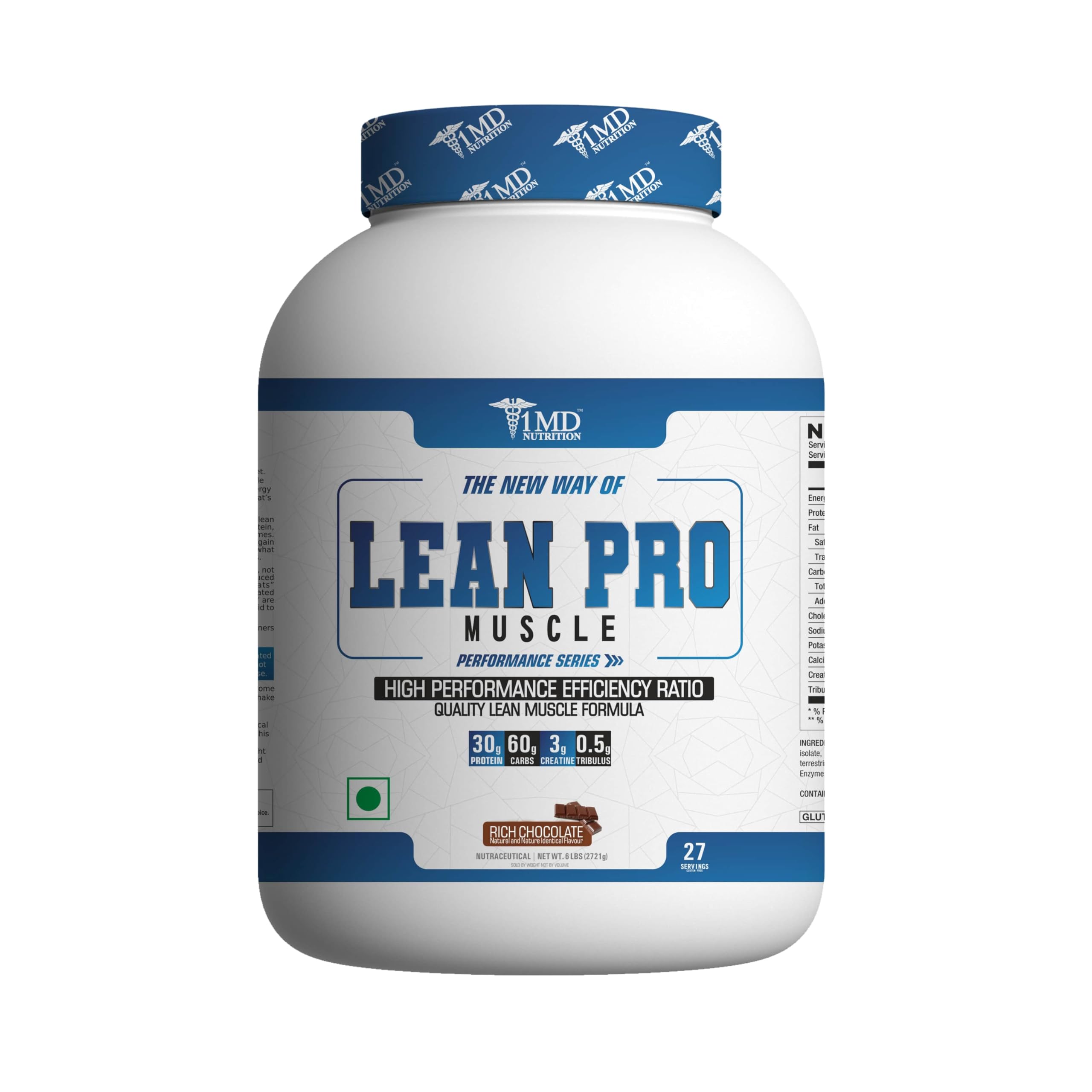 1MD Nutrition LEAN PRO MUSCLE - 60g Carbs, 30g Protein, 4g BCAA - Rich Chocolate Flavor (B0BD8M15DF) Amazon Price History, Amazon Price Tracker